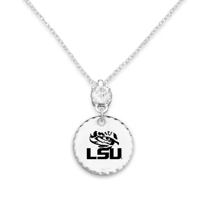 Collier à pendentif rond L.S.U. avec logo