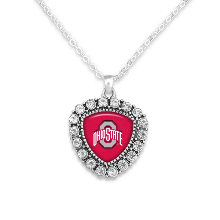 Collier pendantif Buckeyes de l'Ohio State en forme de cœur