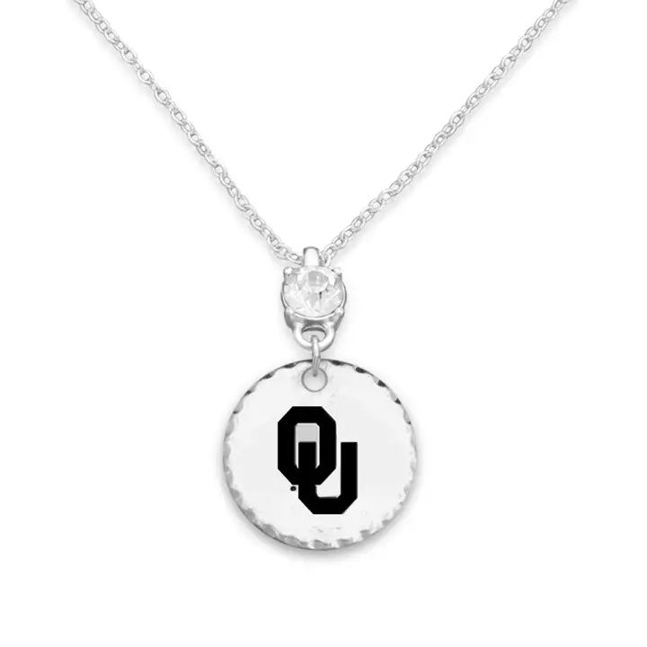 Collier pendentif rond avec logo Oklahoma Sooners