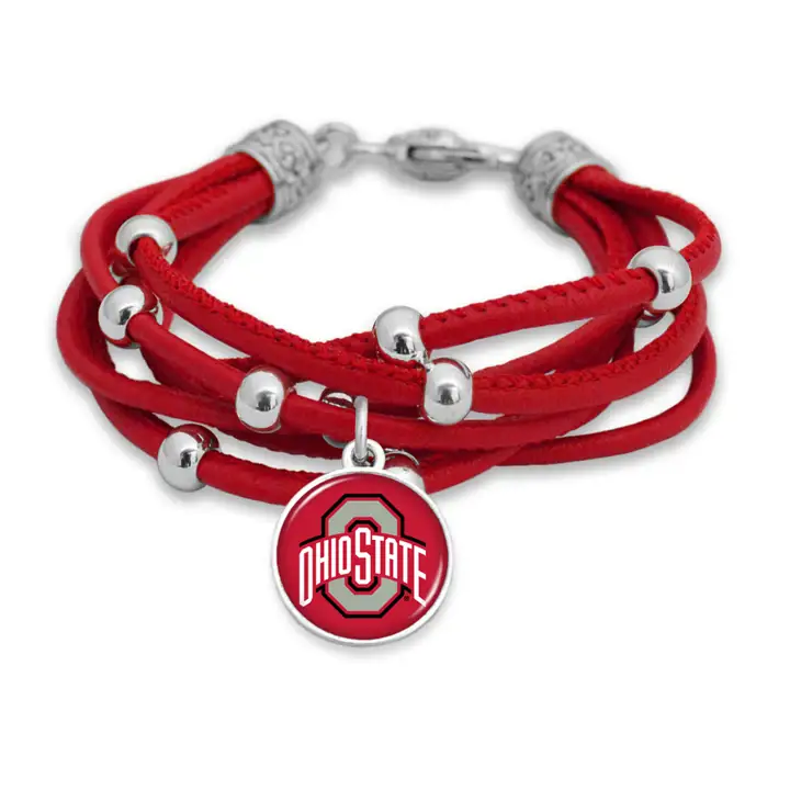 Ohio State Buckeyes Le bracelet de la collection Lindy argent/rouge
