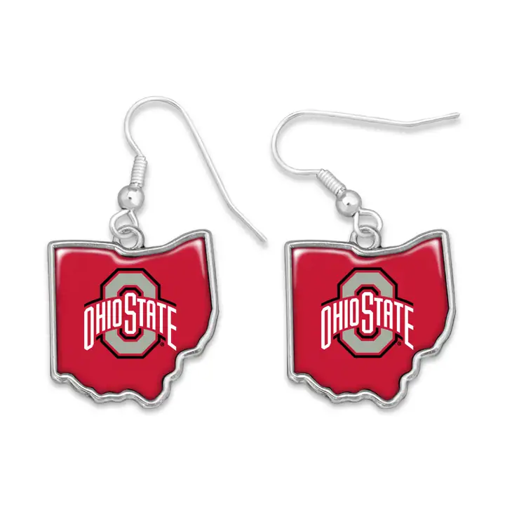 Boucles d'oreilles collection Ohio State Buckeyes esprit d'équipe argent/r