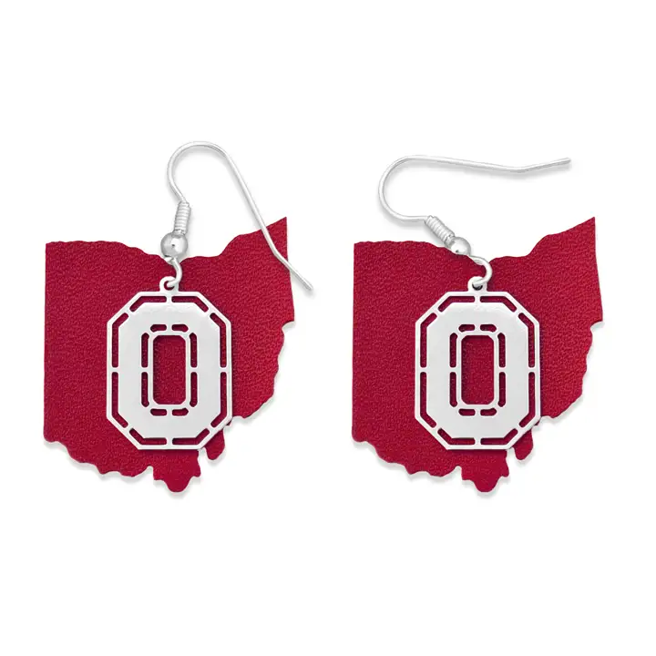 Boucles d'oreilles collection Ohio State Buckeyes Équipe locale argent/rouge