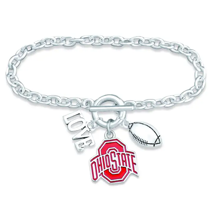 Bracelet collection Touchdown Buckeyes d'Ohio State argent/rouge