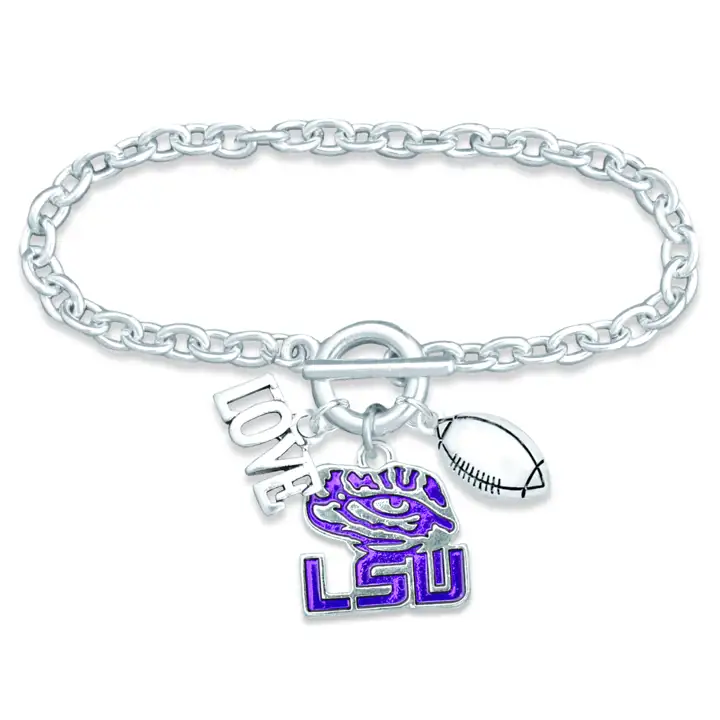 Bracelet Collection Touchdown L.S.U. argent/rouge