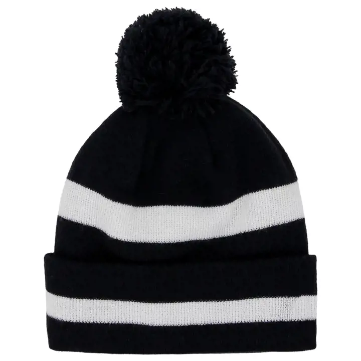 Bonnet pompon rayé bicolore NE MARINE/BLANC