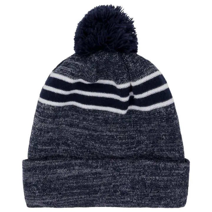 Bonnet NE en maille chinée avec pompon MARINE