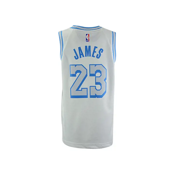 Maillot de jeune Los Angeles Lakers NBA City Lebron James BLANC