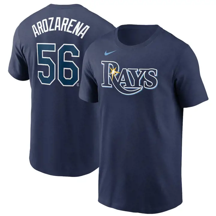 T-shirt de joueur N&N Nike MLB RAYS Randy Arozarena marine
