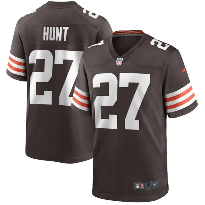 Maillot de match NFL BROWNS Kareem Hunt marron