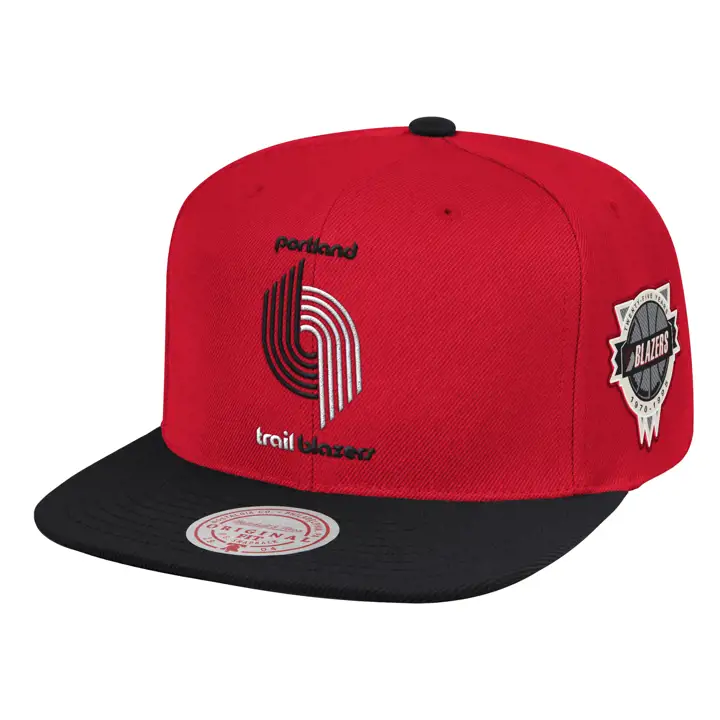 CASQUETTE SNAPBACK ROUGE PORTLAND TRAIL BLAZERS HWC ANNIVERSARY PATCH 2 TONS