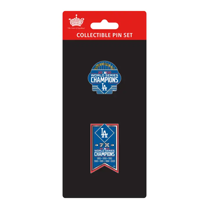 Ensemble de 2 épinglettes Champions des World Series 2020 des Los Angeles Dodgers AS