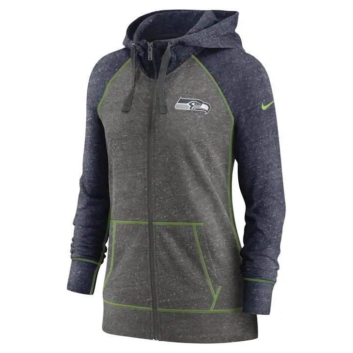 Sweat à capuche zippé NFL Seattle Seahawks pour femme, modèle Gym Vintage 20 CHARCO