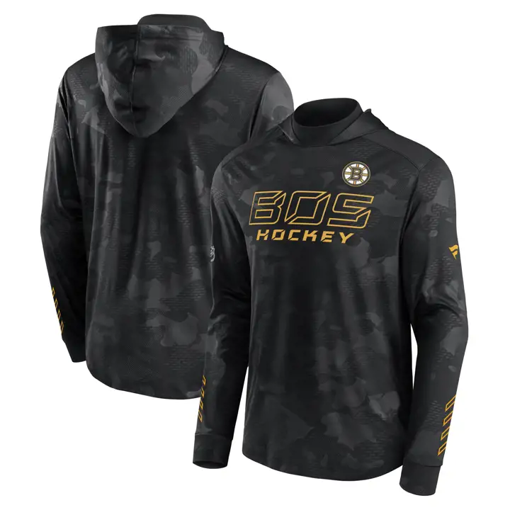 Sweat à capuche léger camouflage noir Boston Bruins LNH