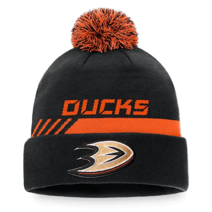 Bonnet réversible Anaheim Ducks NHL 21 avec pompon, noir/orange