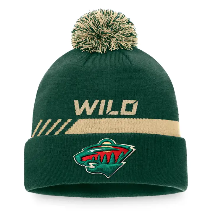 Minnesota Wild NHL 21 LR Bonnet Revers Pompon VERT/NATUREL
