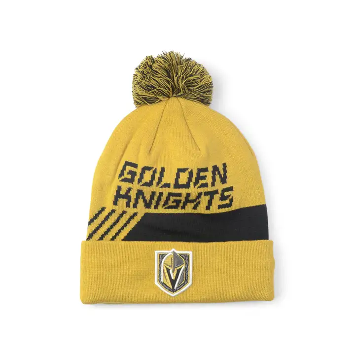 Vegas Golden Knights LNH 21 ALT LR Bonnet à revers avec pompon GL/NOIR