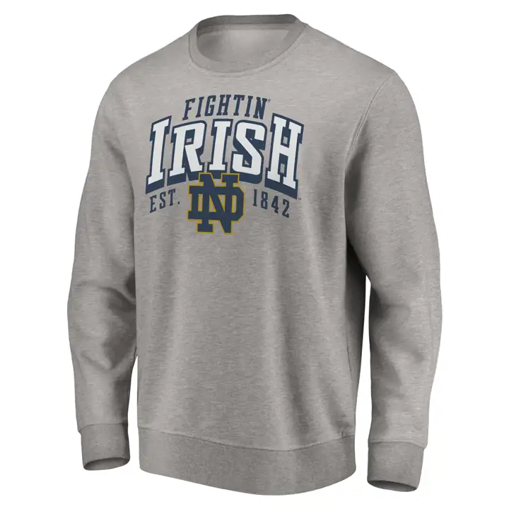 Chandail en molleton à col rond en coton, collection NCAA Block Party des Fighting Irish de Notre Dame