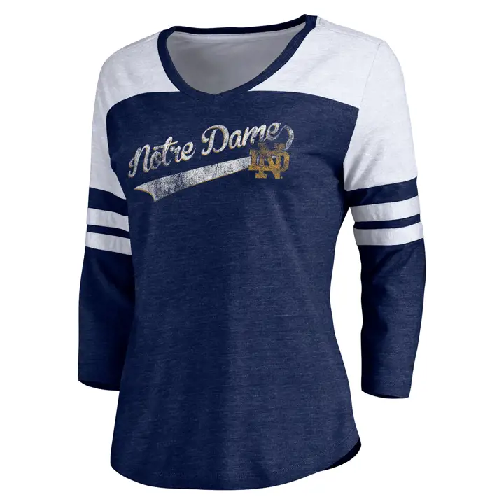 T-shirt à manches 3/4 Notre Dame NCAA pour femme Tailsweep 21 BLEU MARINE