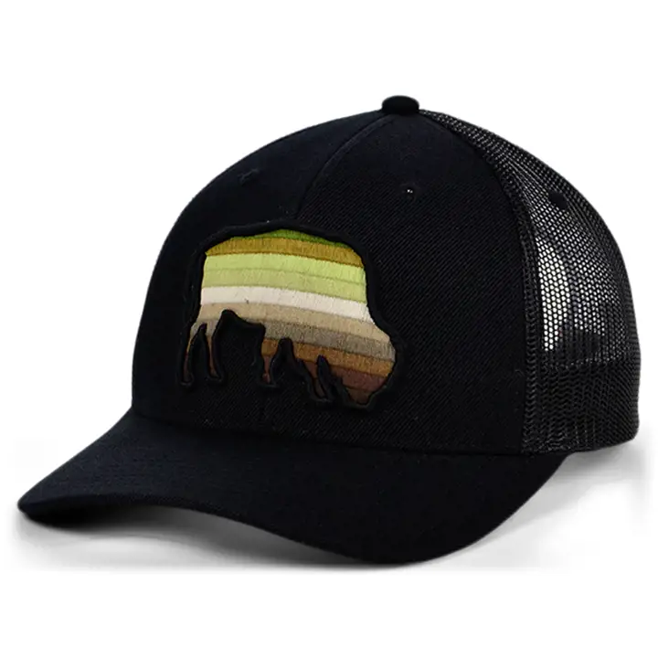 Collection d'animaux Bison Casquette Trucker Courbée Dégradée Noire