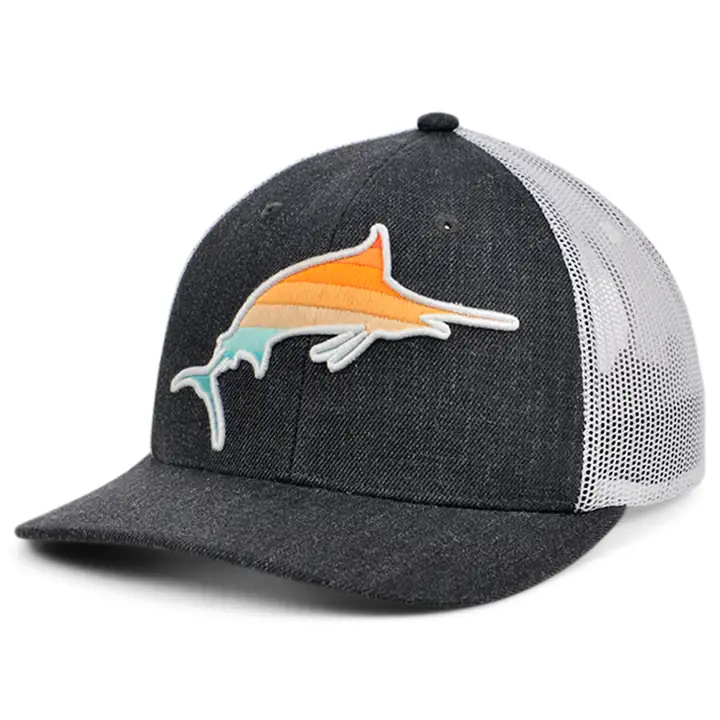 Casquette Trucker Courbée Dégradée Collection Marlin DKGRY/WHT/ORG