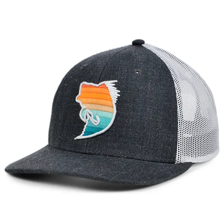 Casquette Trucker Courbée Dégradé Gris Foncé/Blanc/Orange Collection Bass Fish
