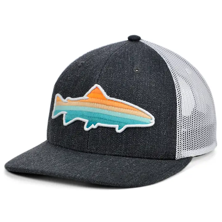 Collection de casquettes filet courbées « Salmon Fish » gris foncé/blanc/orange