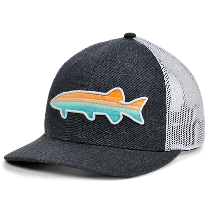 Collection de Poissons Musqués Casquette Trucker Courbée Dégradé Gris Foncé/Blanc/Orange
