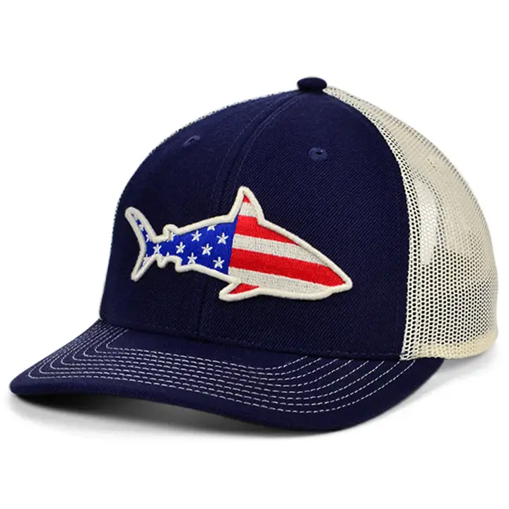 Collection de poissons requins Casquette de camionneur incurvée Marine américaine