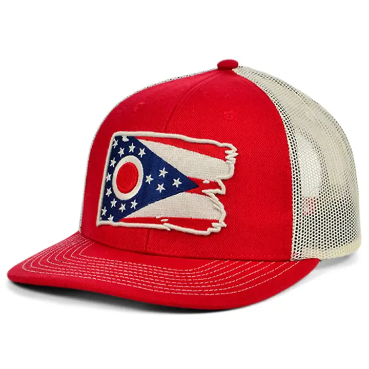 Ohio T&T Flag Curved Trucker ROUGE