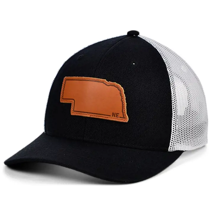 NEBRASKA BW Casquette de Routier Courbe en Cuir BLK/WHT/BRN