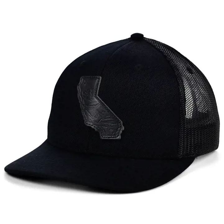 CALIFORNIA Écusson en cuir noir Courbé Filet Drapeau