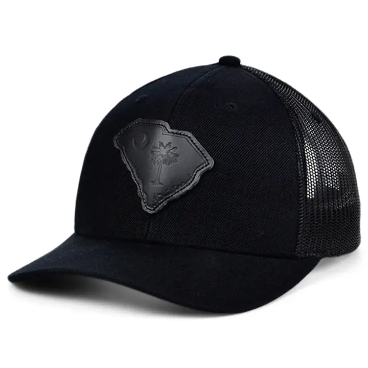 SOUTH CAROLINA Trucker incurvée en cuir noir avec patch de l'État