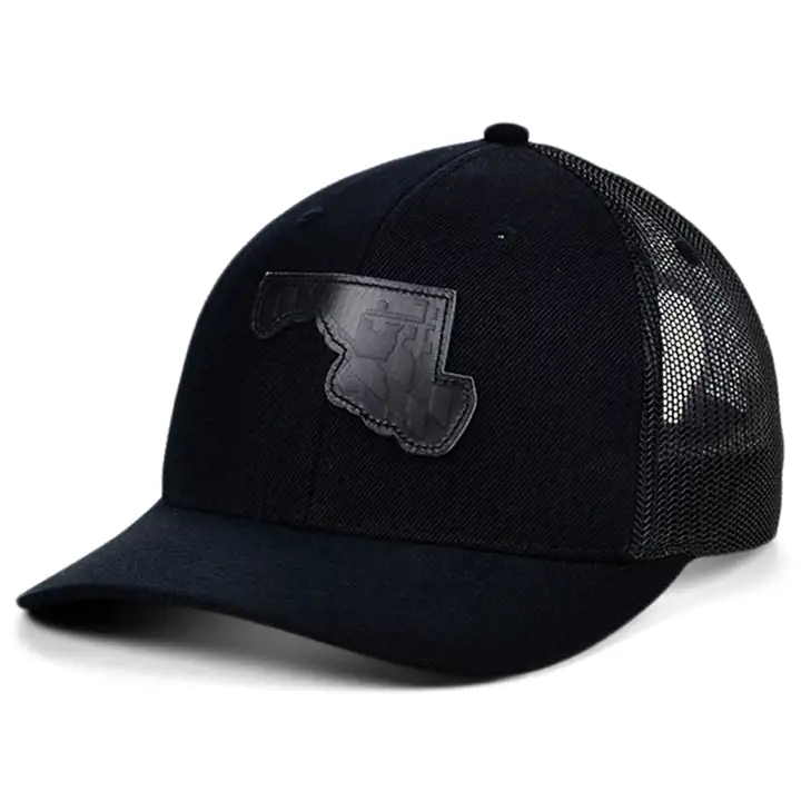 MARYLAND Écusson en cuir noir avec drapeau de l'État courbé sur casquette de routier BL