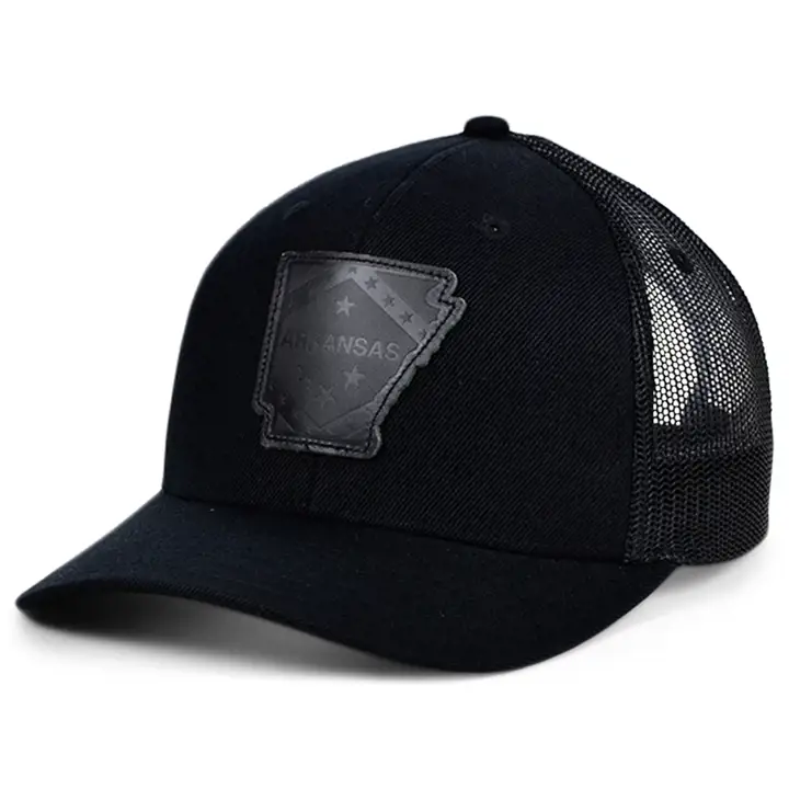 Casquette de routier courbée ARKANSAS Blackout Leather State Patch Flag BL