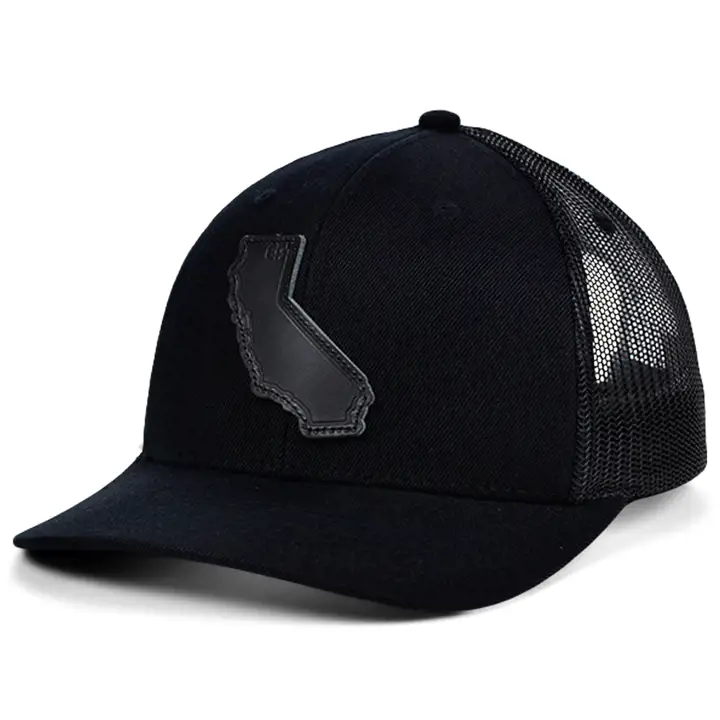 CALIFORNIA Casquette en Cuir Motif État Noire Courbe BLK/B