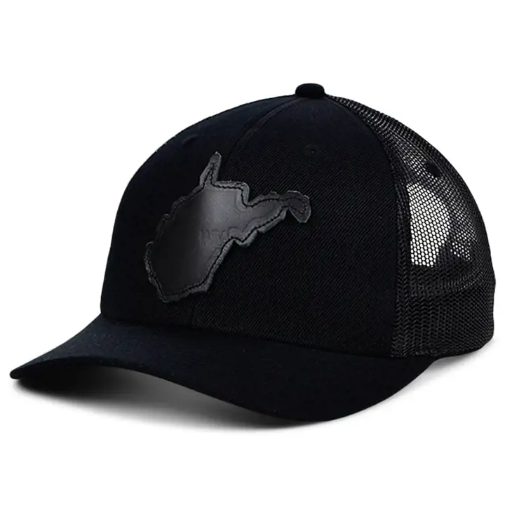 WEST VIRGINIA Écusson en cuir noir incurvé Casquette de routier BL