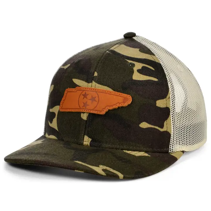 Casquette Trucker incurvée drapeau TENNESSEE Woodland Leather