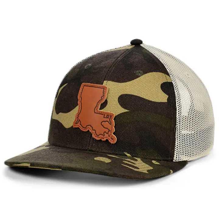 LOUISIANA Écusson en cuir Woodland pour casquette de camionneur WOODLA