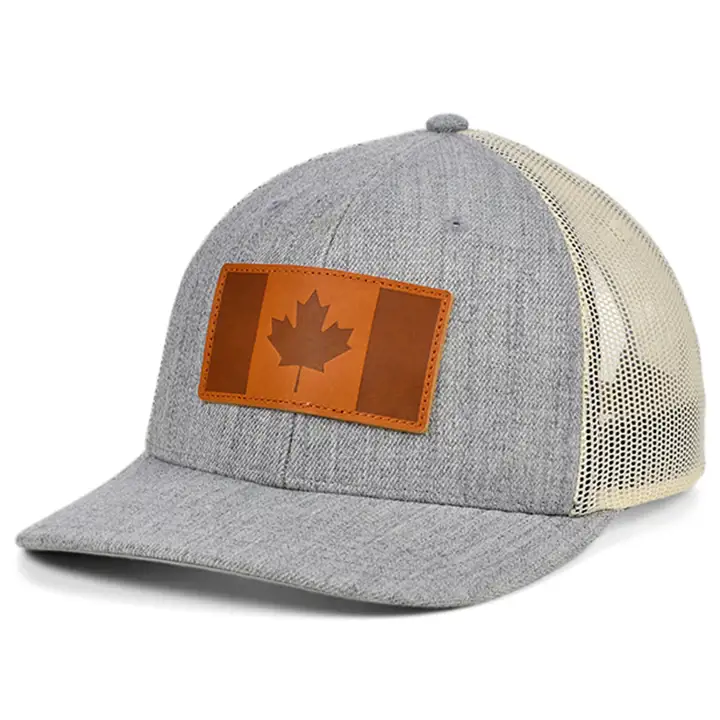 CANADA Heather Leather State Patch Casquette de routier courbée Drapeau H-GRA