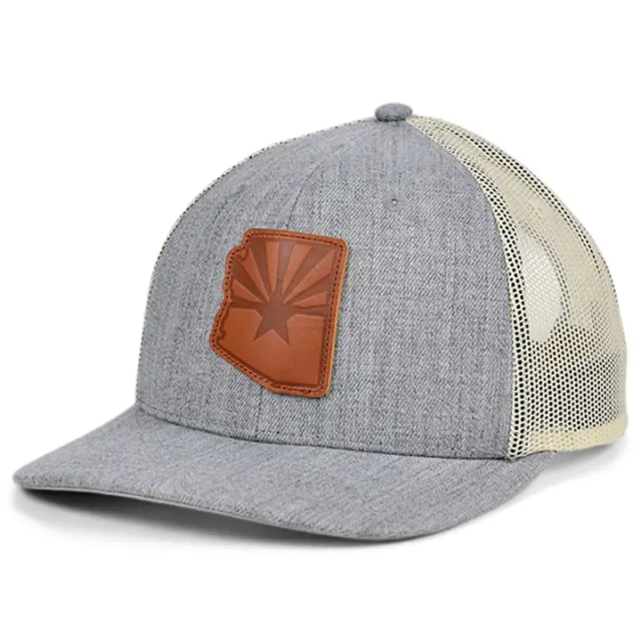 ARIZONA Casquette Trucker Courbée H-GR Écusson en Cuir Heather State