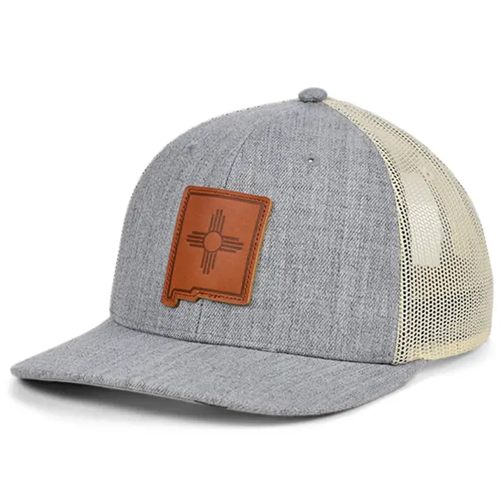 NOUVEAU-MEXIQUE Écusson en cuir Heather, État, drapeau de routier incurvé, casquette de camionneur