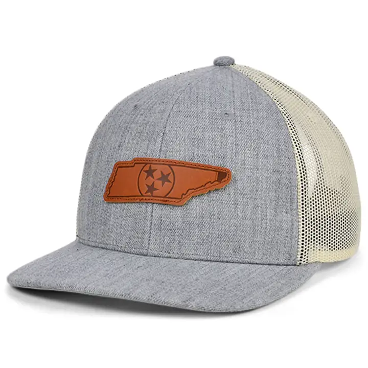 TENNESSEE Heather Leather State Patch Casquette de camionneur incurvée drapeau H-