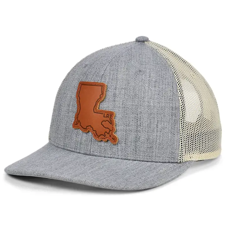 LOUISIANA Heather cuir écusson état casquette trucker courbée GRIS-F/