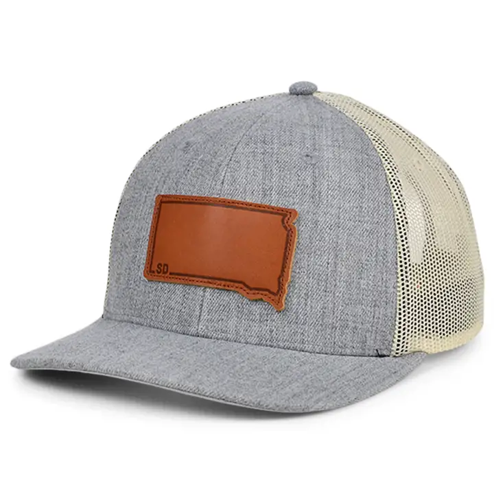 SOUTH DAKOTA Heather Leather State Patch Casquette Trucker Courbée H-GR