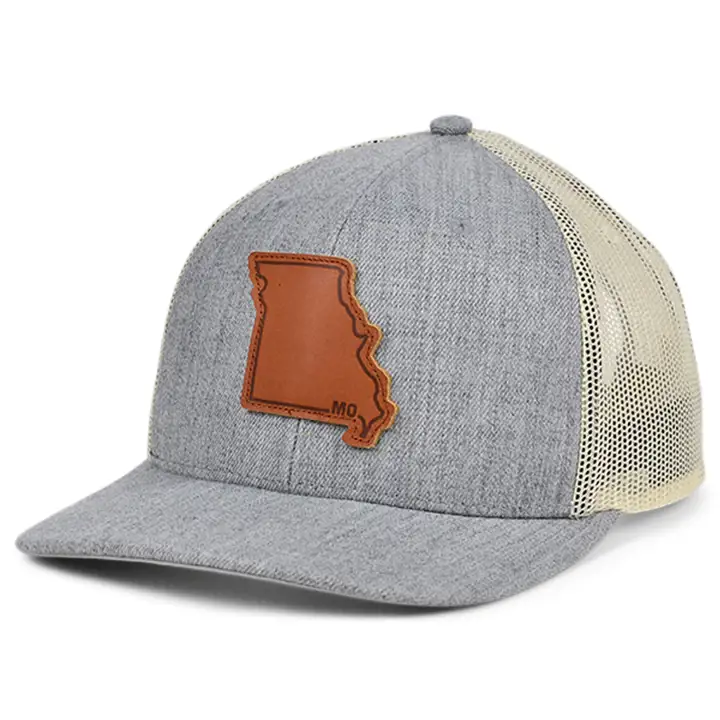 MISSOURI Patch cuir cintré style camionneur GRIS CHINÉ/BLANC