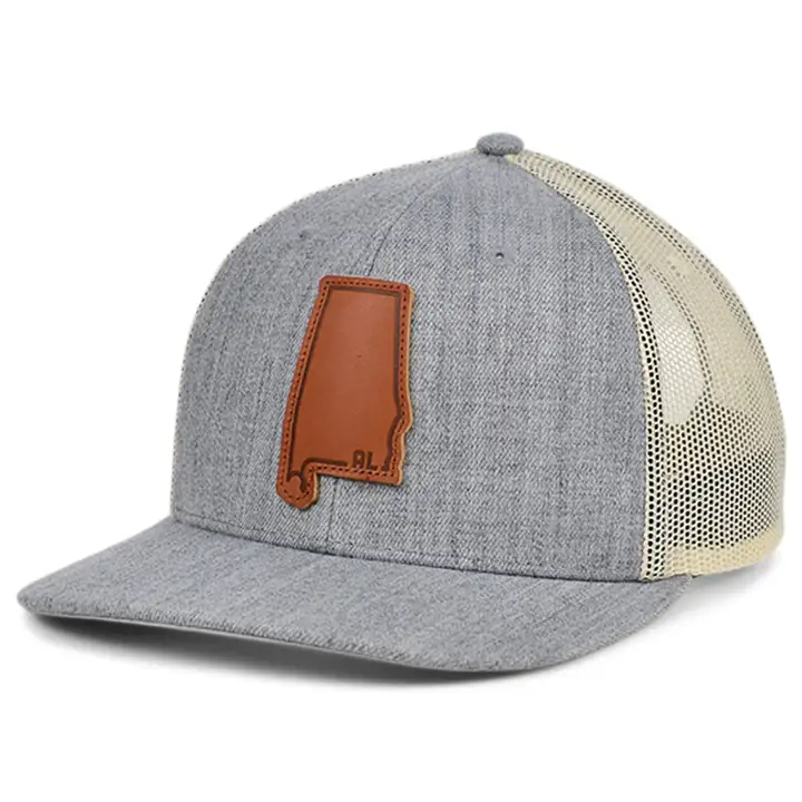 ALABAMA Heather Leather Écusson Courbé Camionneur GRIS CHINÉ/BLANC