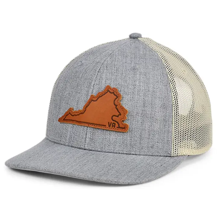 VIRGINIA Heather Leather State Patch Curved Trucker H-GRIS/B