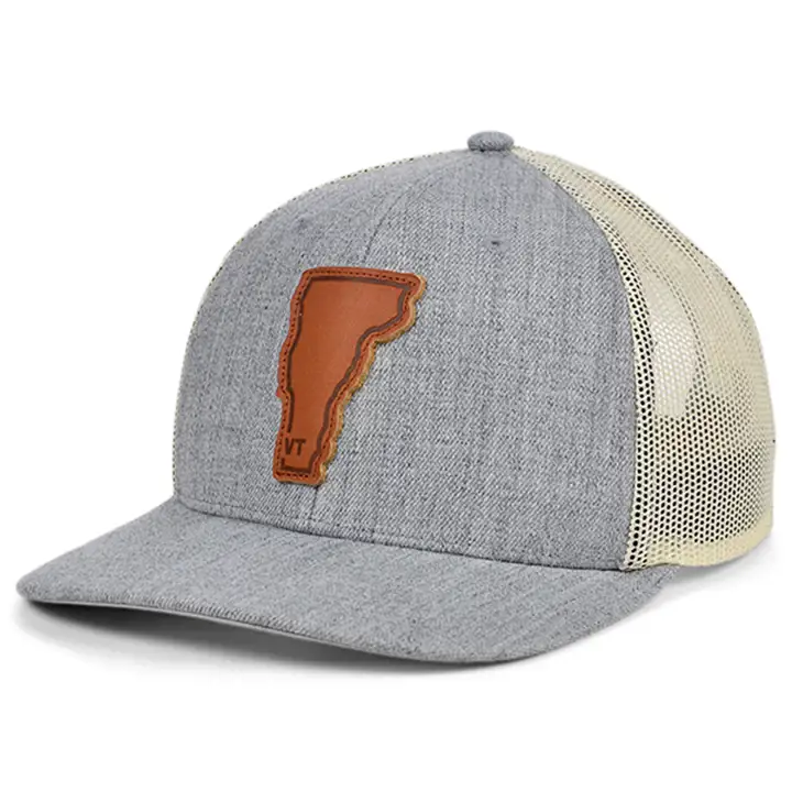VERMONT Écusson en cuir Heather Casquette de routier incurvée GRIS CHINÉ/BL