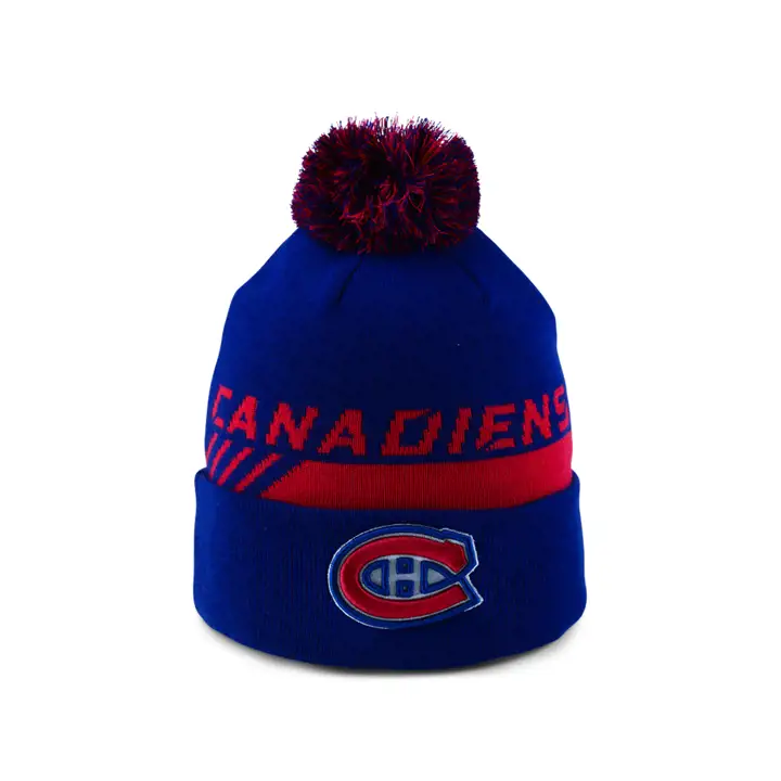 Montreal Canadiens LNH 21 LR Tuque à revers et pompon marine/rouge