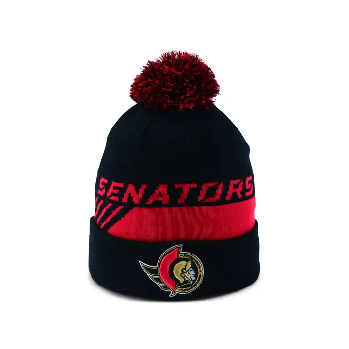 Bonnet avec revers et pompon Ottawa Senators LNH 21 LR noir/rouge